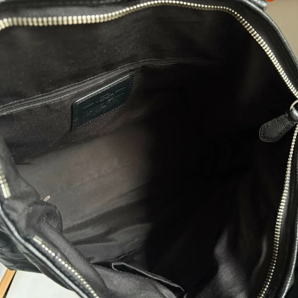 Coach Ward Tote in Signature Black Nylon w/ Leather Details
